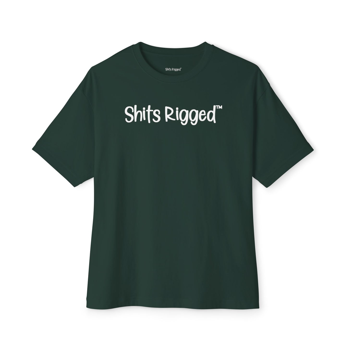 Shits Rigged Oversized Boxy Black Tee- Streetwear Sports Humor