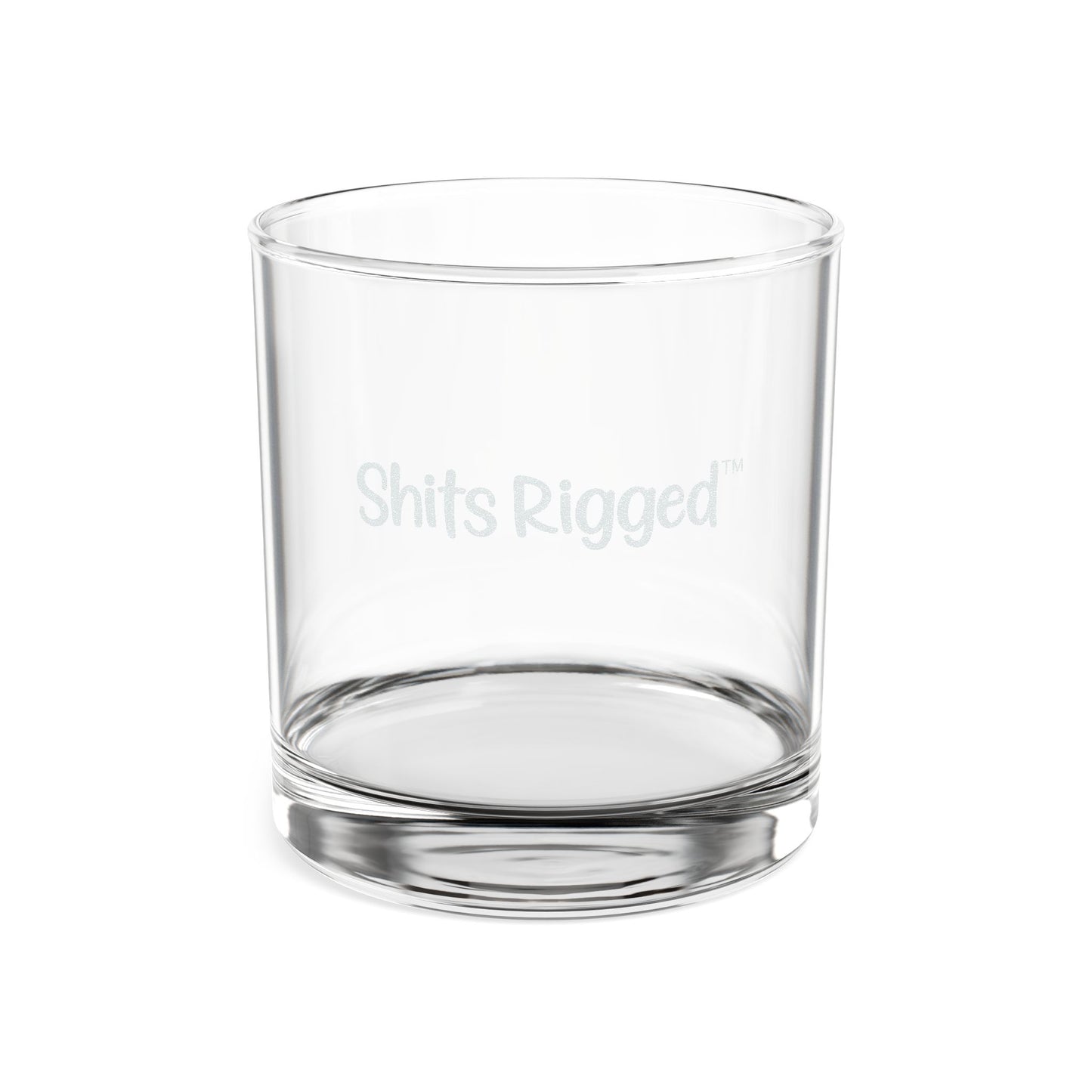 Engraved Whiskey Glass 10.5oz “Shits Rigged” Novelty Rocks Glass, Funny Gag Gift for Whiskey Lovers