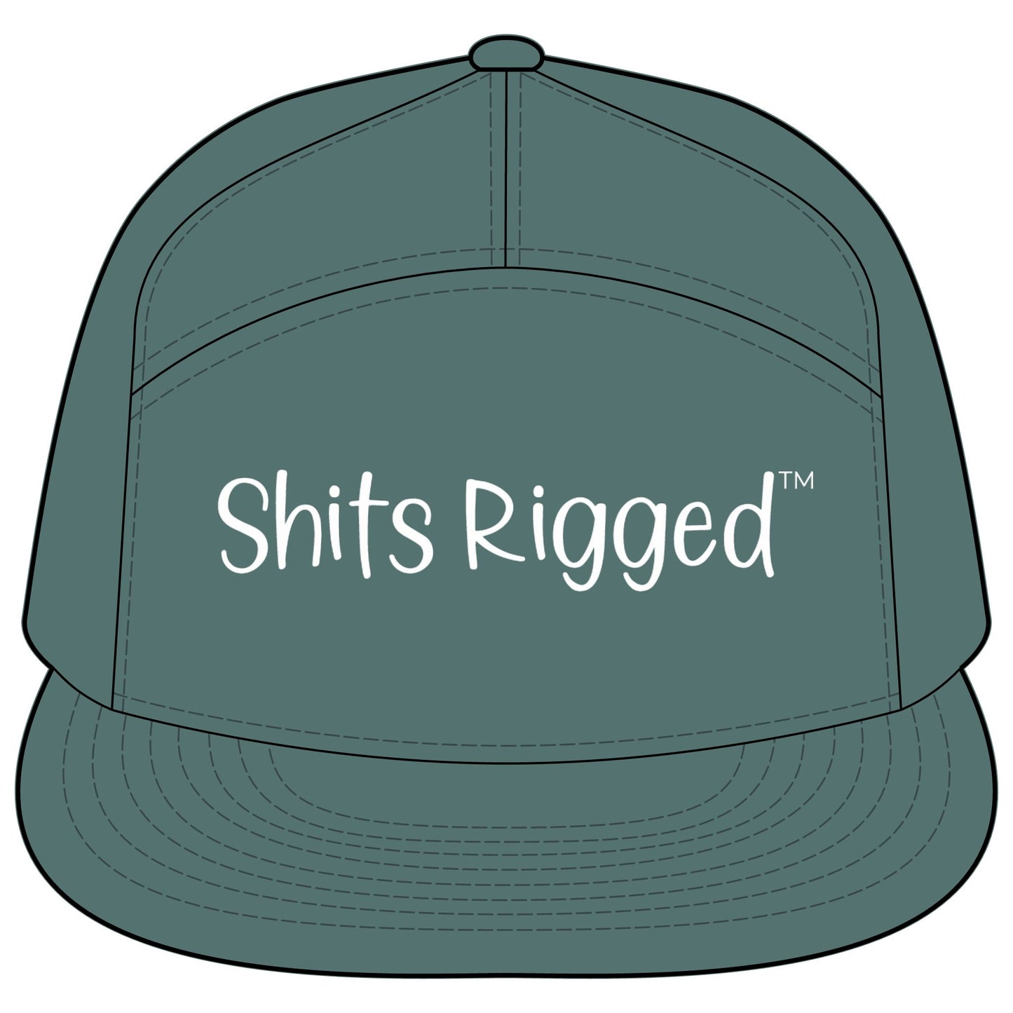 Flatbill Hat — "Shits Rigged" Script Trucker Cap