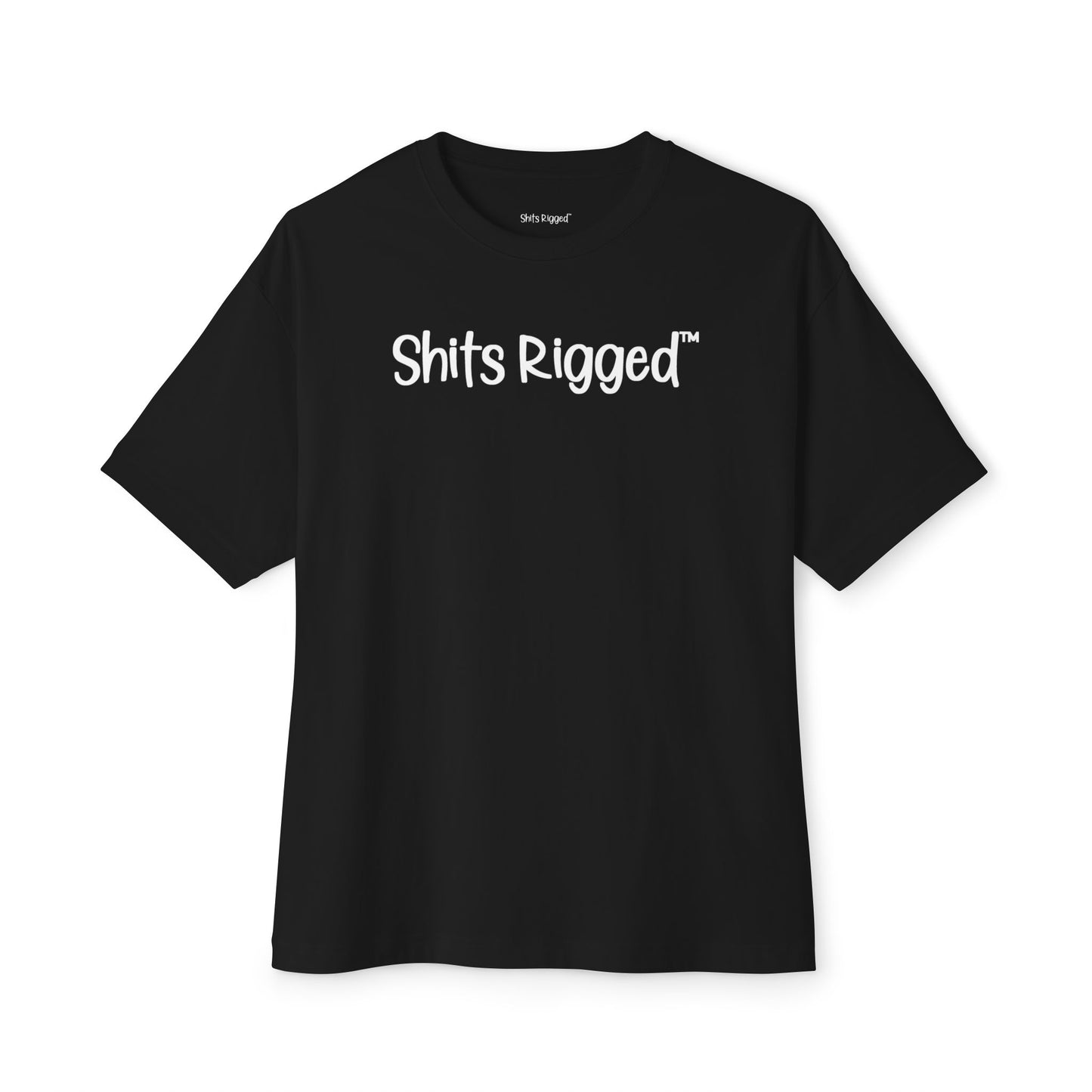 Shits Rigged Oversized Boxy Black Tee- Streetwear Sports Humor