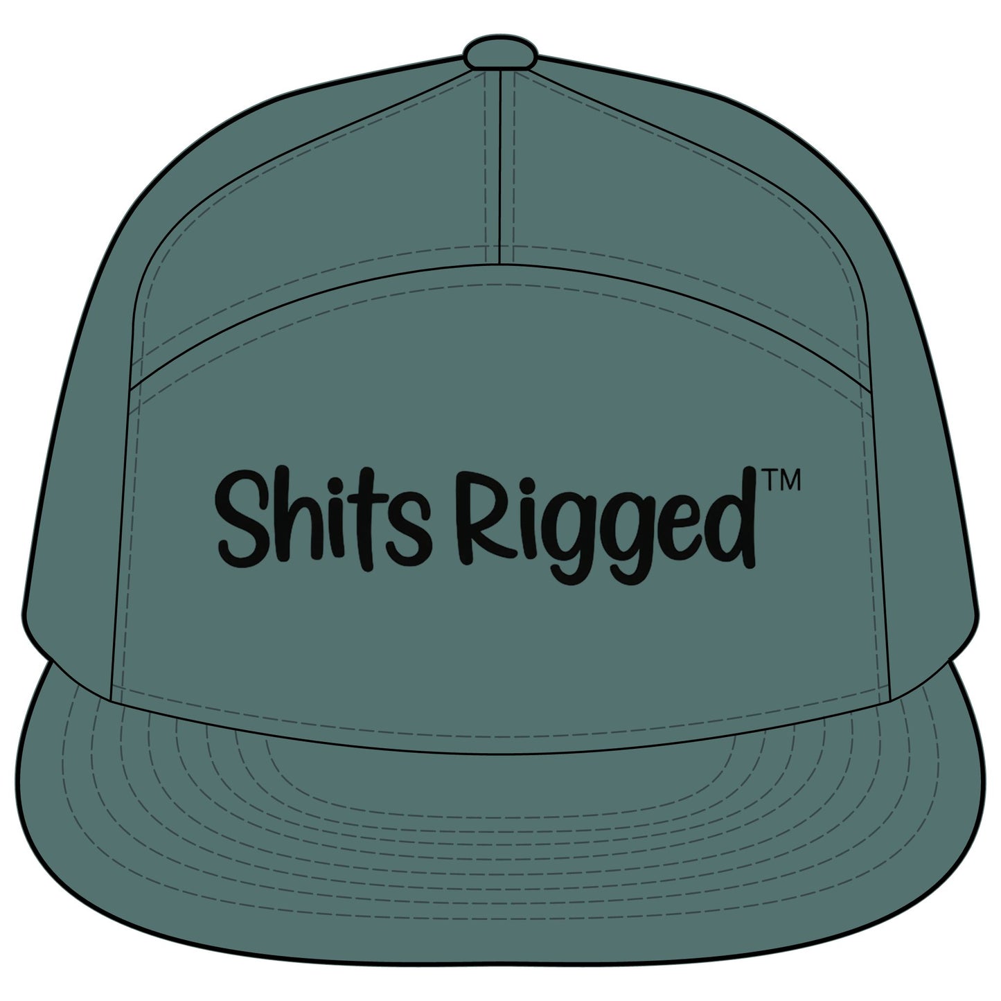 Flatbill Hat — "Shits Rigged" Trucker Cap