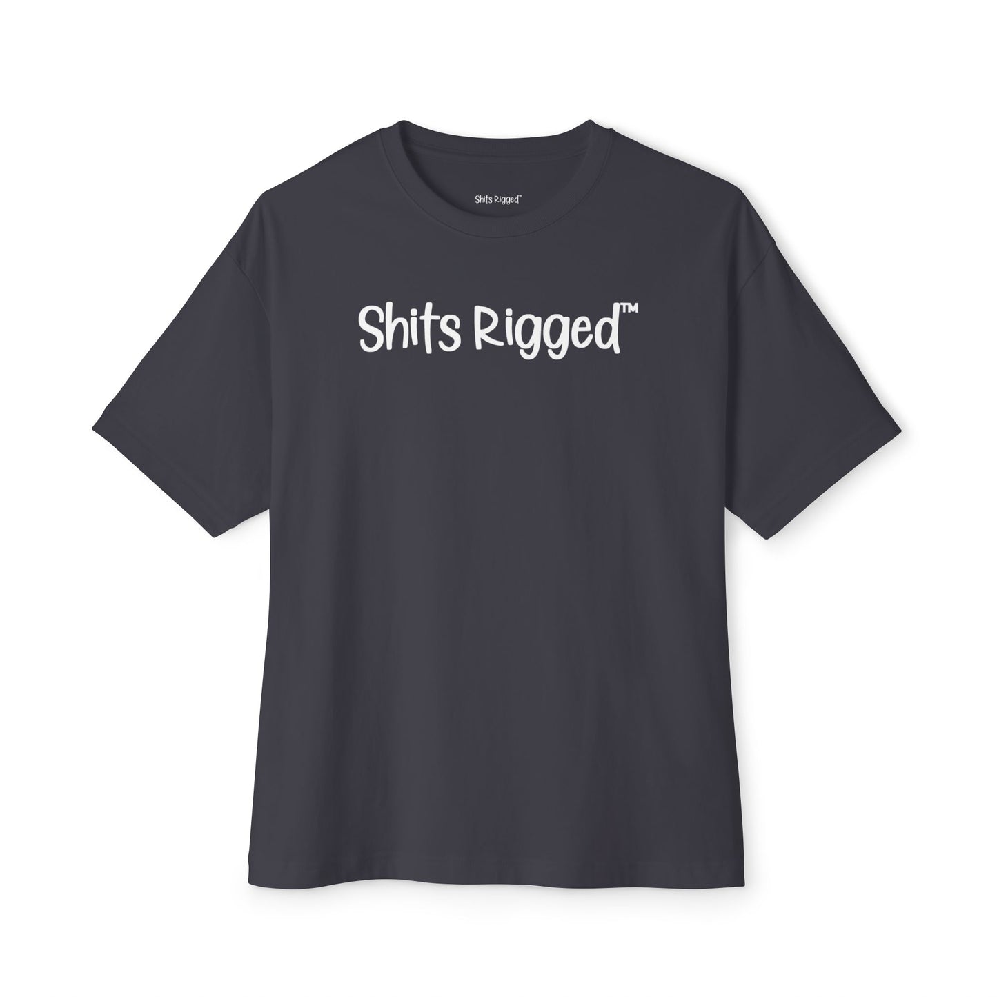 Shits Rigged Oversized Boxy Black Tee- Streetwear Sports Humor