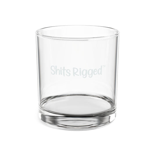 Engraved Whiskey Glass 10.5oz “Shits Rigged” Novelty Rocks Glass, Funny Gag Gift for Whiskey Lovers