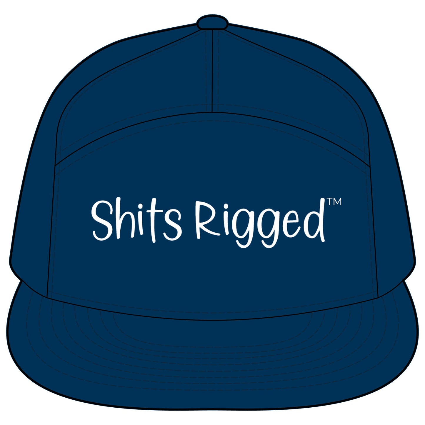 Flatbill Hat — "Shits Rigged" Script Trucker Cap