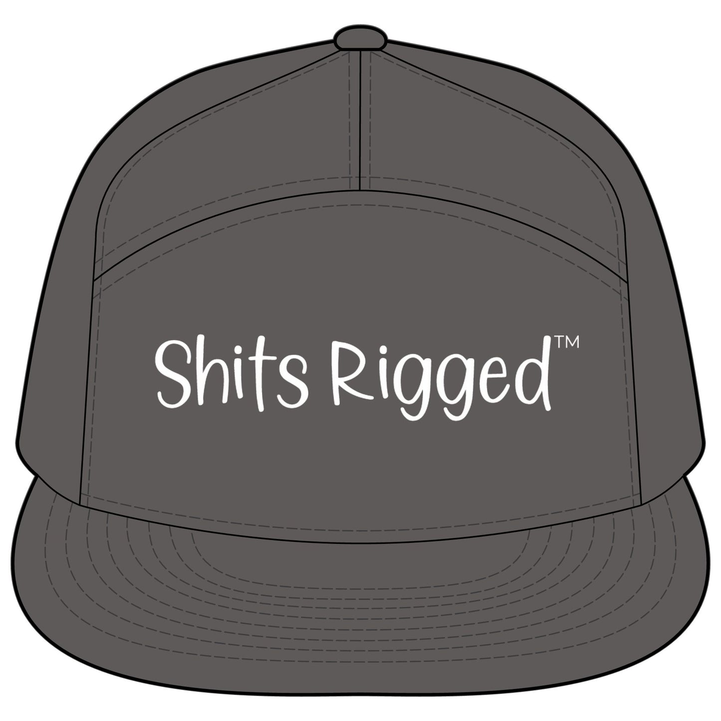 Flatbill Hat — "Shits Rigged" Script Trucker Cap