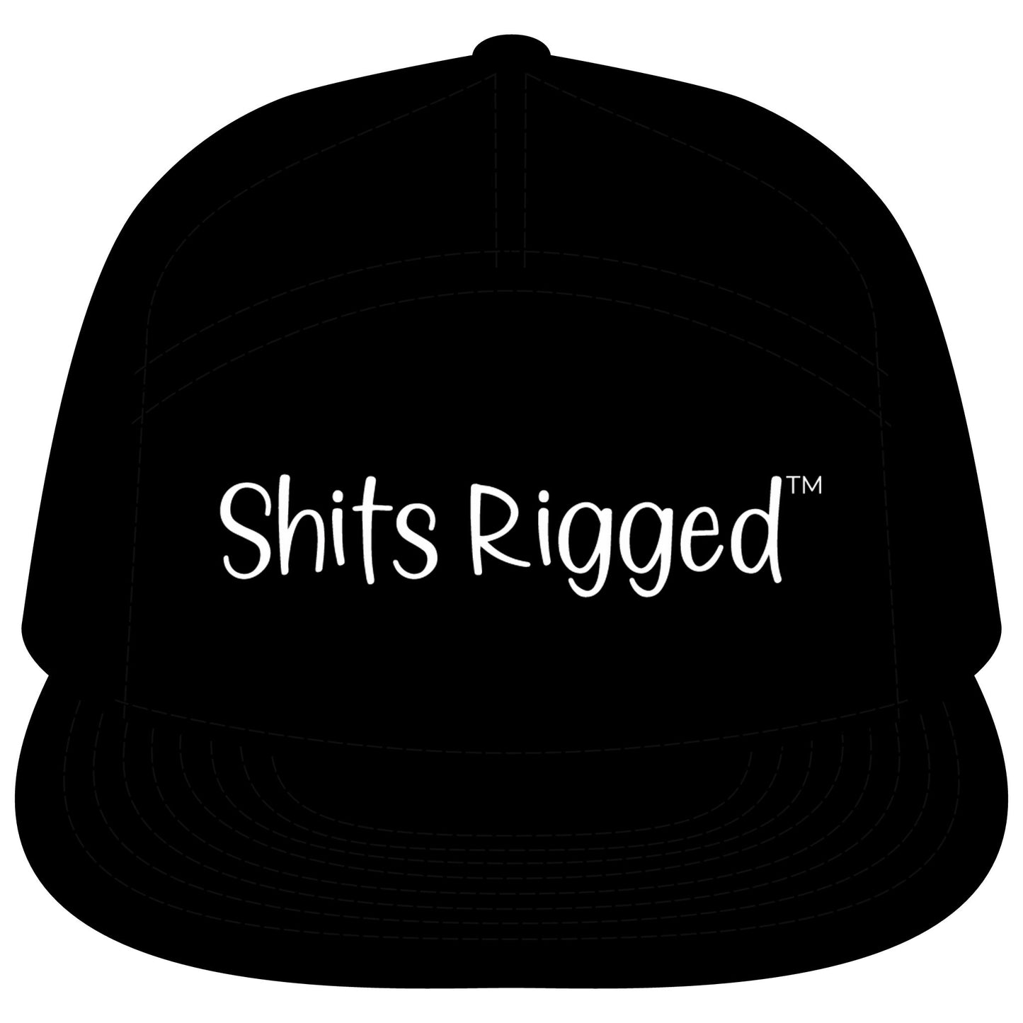 Flatbill Hat — "Shits Rigged" Script Trucker Cap