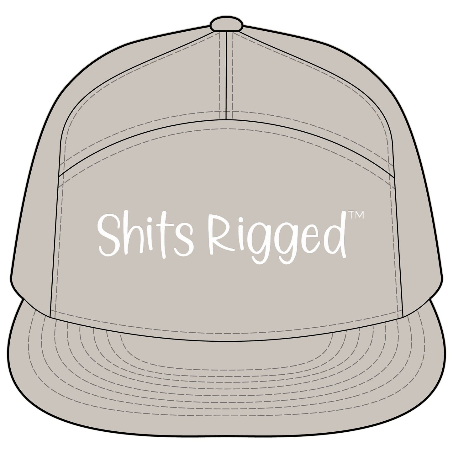 Flatbill Hat — "Shits Rigged" Script Trucker Cap