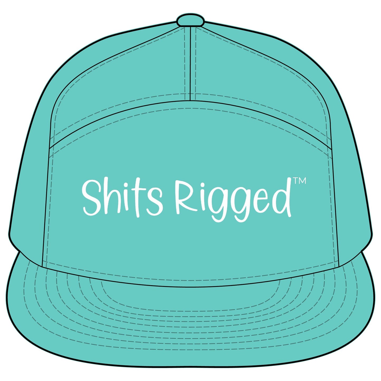 Flatbill Hat — "Shits Rigged" Script Trucker Cap