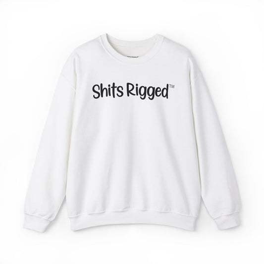Shits Rigged Crewneck White Sweatshirt - Streetwear Sports Humor Pullover