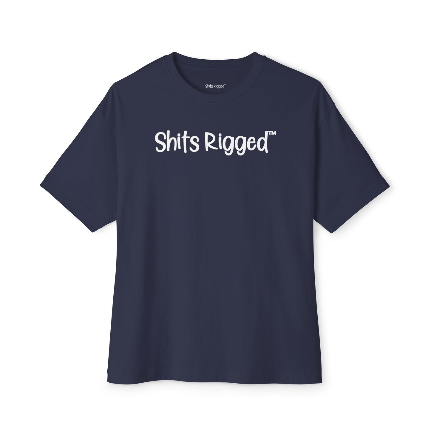 Shits Rigged Oversized Boxy Black Tee- Streetwear Sports Humor