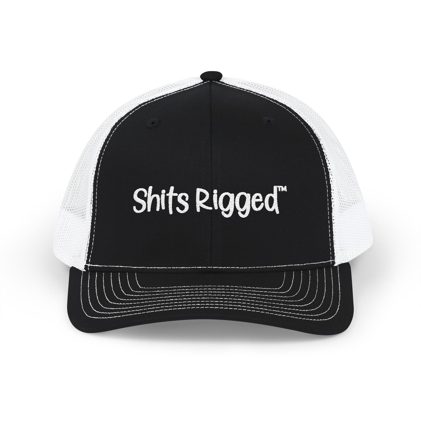 Trucker Cap — Embroidered "Shits Rigged" Snapback