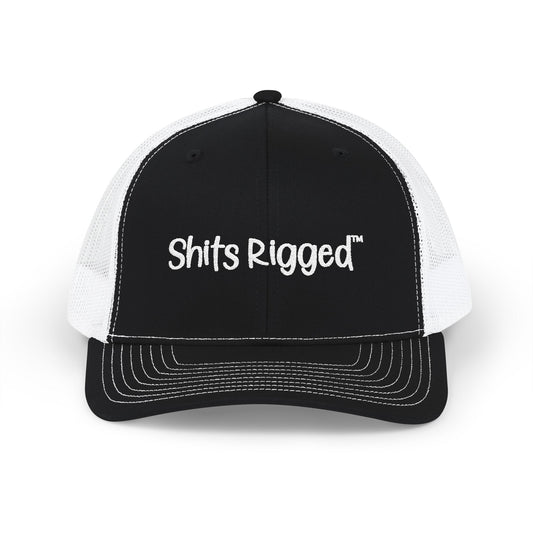 Trucker Cap — Embroidered "Shits Rigged" Snapback