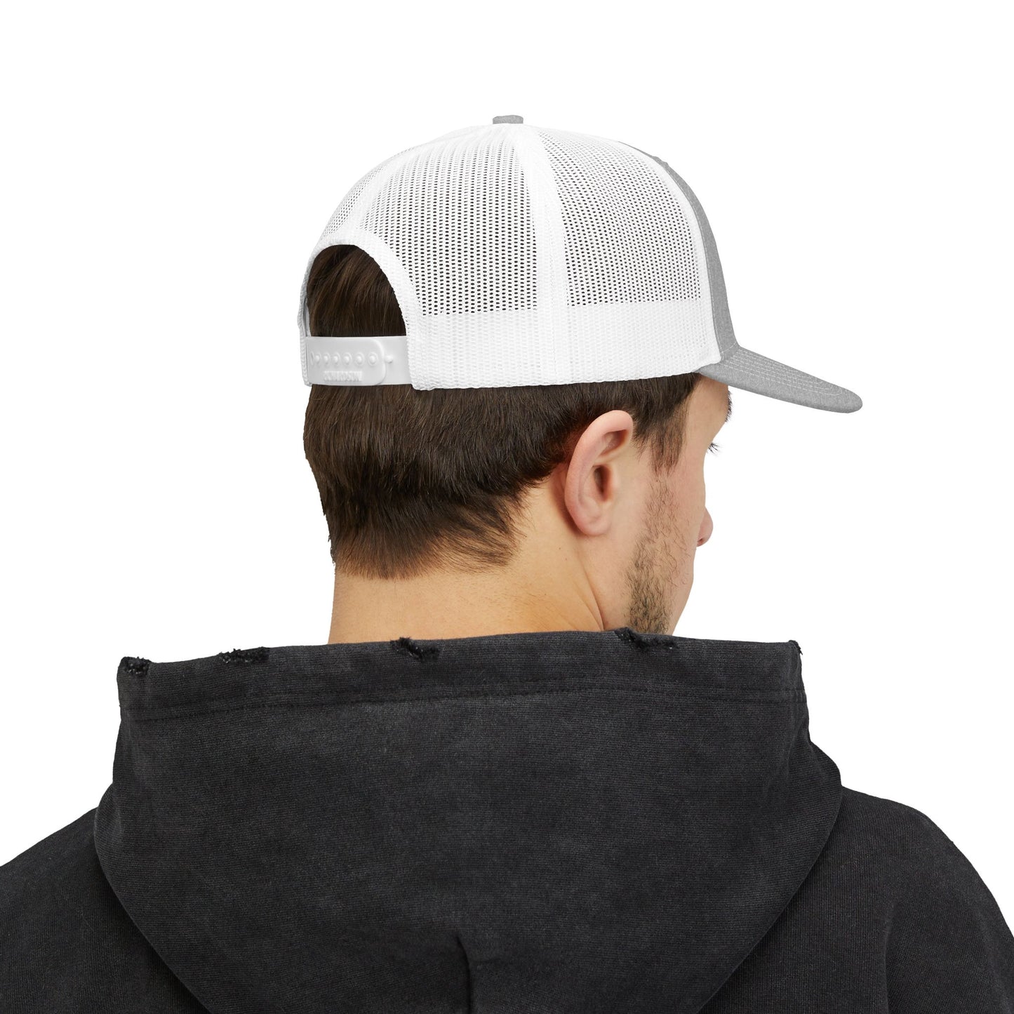 Embroidered Trucker Hat — "Shits Rigged" Bold Script Snapback